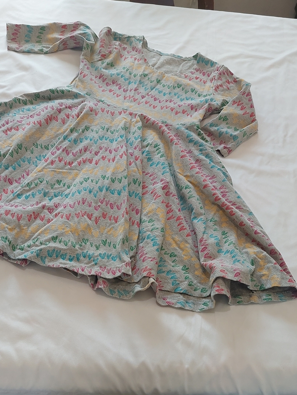 Mightly Girls' Gray Heart-Print Twirl Dress.Size 8
